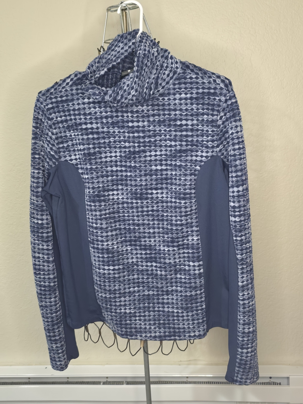 Nike Blue Patterned Cowl Neck Pullover